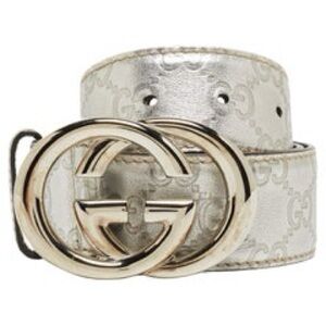 Gucci Silver Belt with Gold Buckle